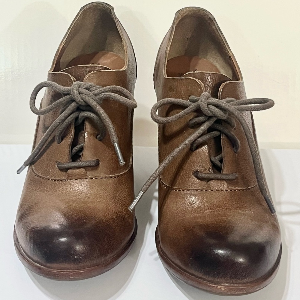 Kork-Ease Chianne Brown Leather Lace-up Oxford Wedge Booties size 6.5 - Picture 3 of 9